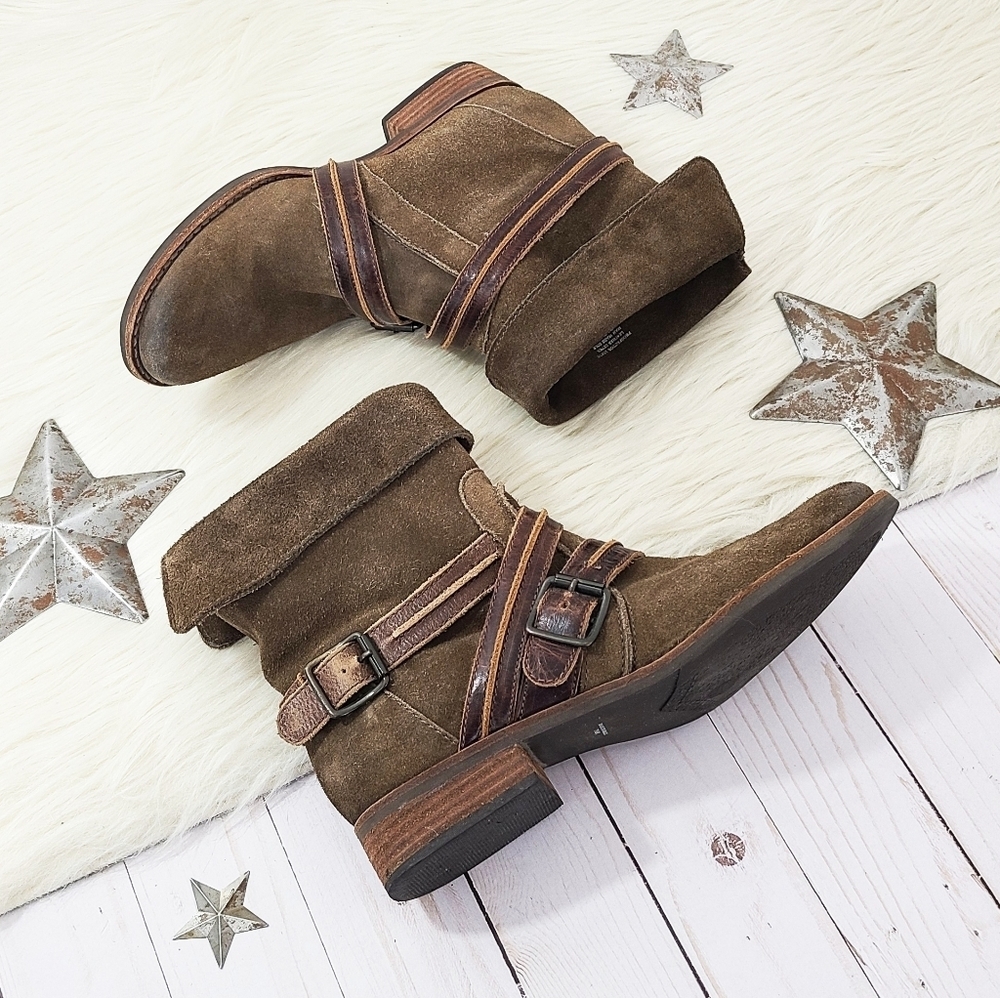 Matisse Prospector ankle boots brown suede strappy look size 7.5